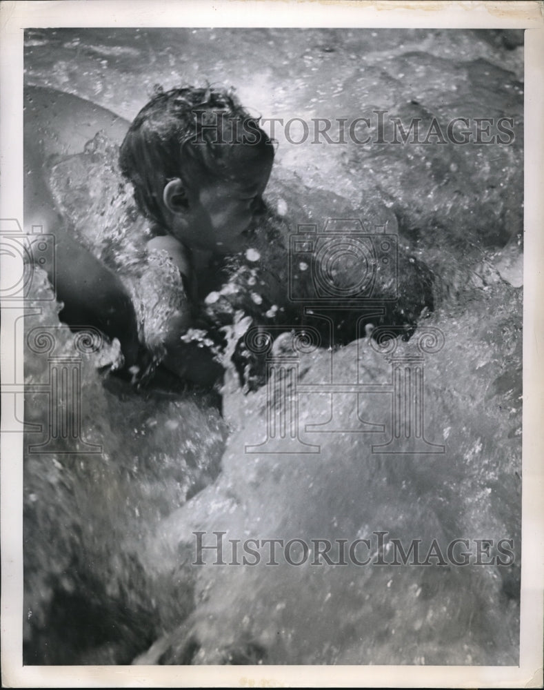 1947 Press Photo Little boy swimming in the sea. - nec35988 - Historic Images