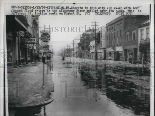1959 Streets of Kittanning Flooded with Ice & Water-Historic Images