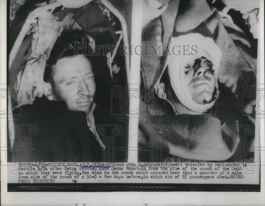 1963 Press Photo JP Gilbert & John Schroder after Plane Crash in Washington - Historic Images