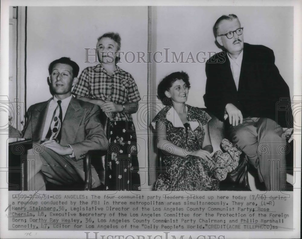 1951 Press Photo Communist Leaders rounded up by the FBI - Historic Images