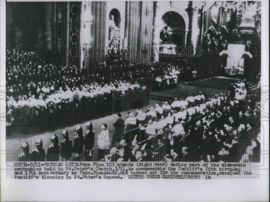 1956 Press Photo Commemorate 80th birthday of Pope Pius XII in Vatican City - Historic Images