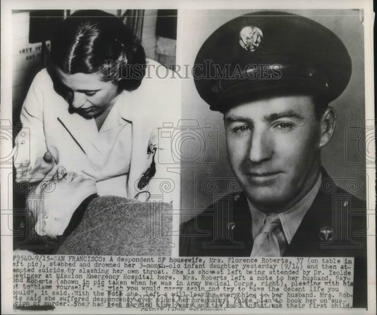 1949 Mrs. Florence Roberts stabbed and drowned her infant daughter. - Historic Images