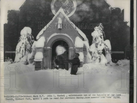 1957 Press Photo John Kastel & Nativity of Our Lord Church in Orchard Park - Historic Images