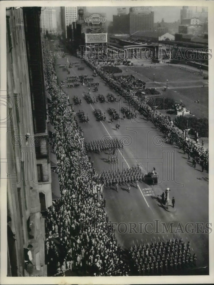 1933 Press Photo American Legionaires parade Michigan Boulevard - nec37432 - Historic Images