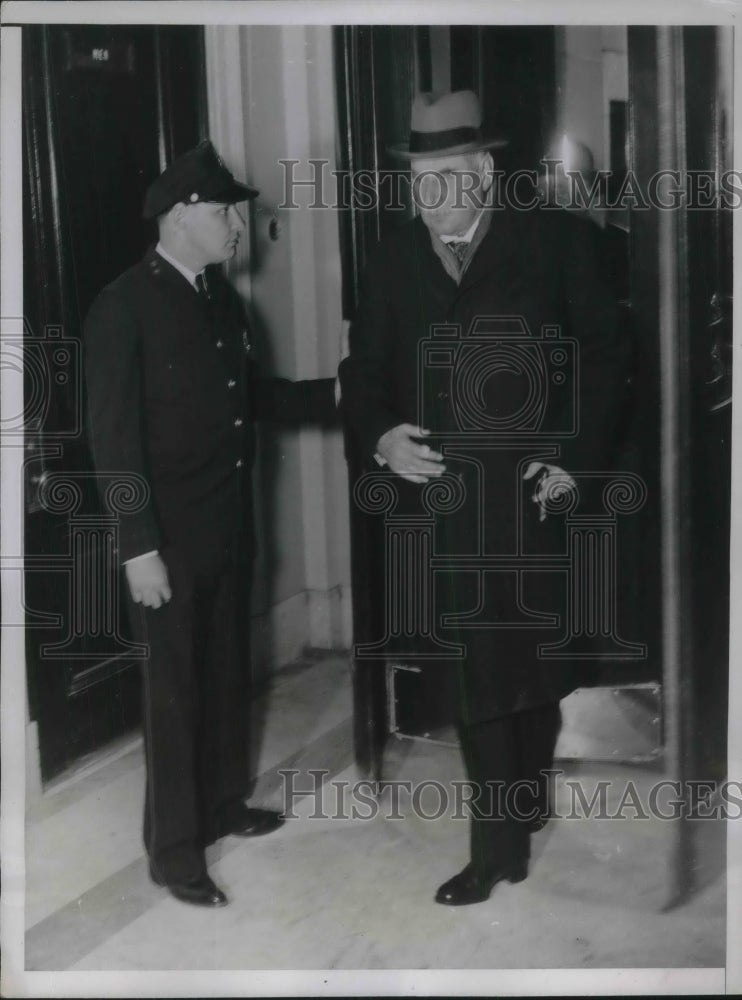 1936 J.P. Morgan, Banker Leaving Senate Building in Washington DC - Historic Images