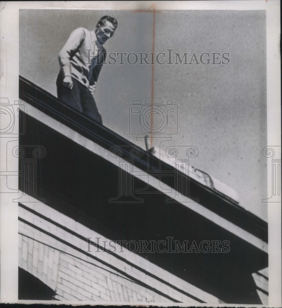 1953 William Failey Stands on Top of State Hotel Roof Before Jumping - Historic Images