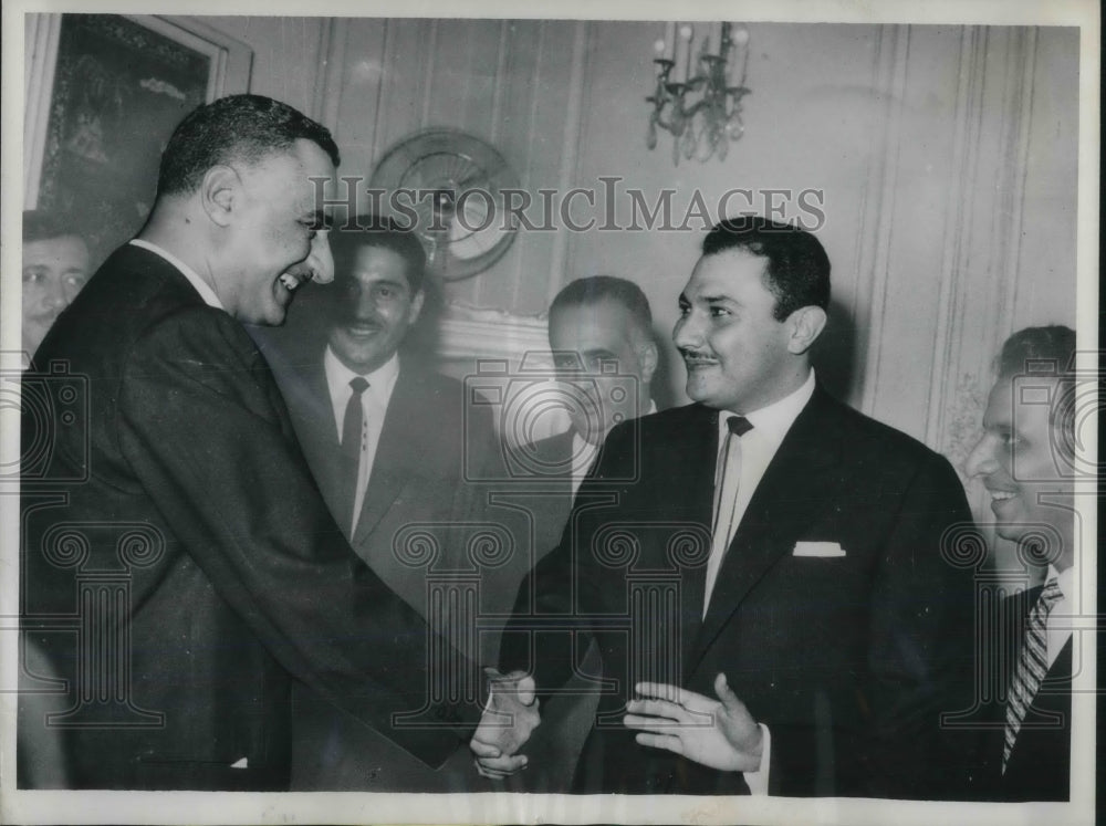 1962 Press Photo Egypt President Gamal Nasser Meets With Tribal Leaders- Historic Images