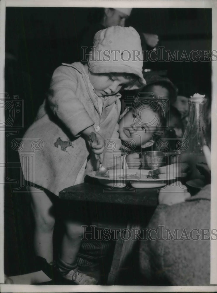 1938 Red Cross Food stations after floods have swept San Joaquin, CA - Historic Images