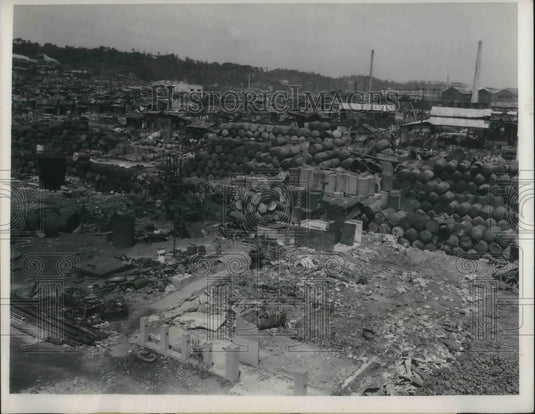 1945 Yokohama refinery ruined by fire. - Historic Images