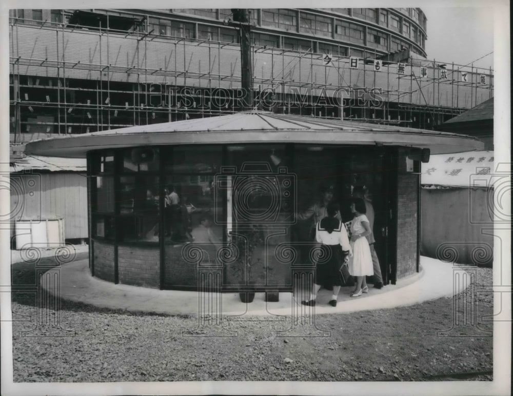 1958 Press Photo Tokyo circular police booth - nec38345- Historic Images