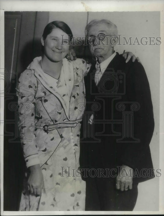 1931 Press Photo War Veteran Aaron Fretz with his bride Bertha Eckert. - Historic Images
