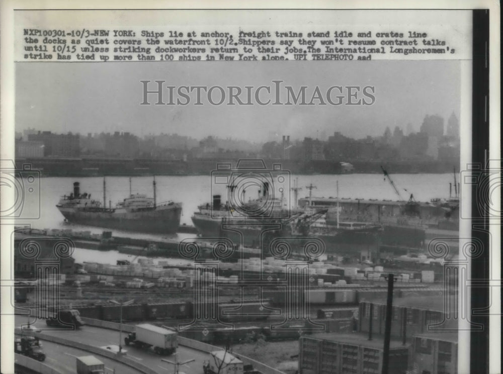 1959 Press Photo Shippers wont resume contract until strikers return to job. - Historic Images