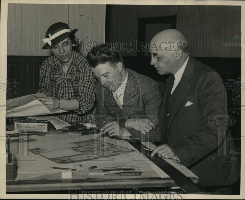 1934 Press Photo Adele Gutman Nathan, Hans Oberhammer, PG Somers for Worlds Fair - Historic Images