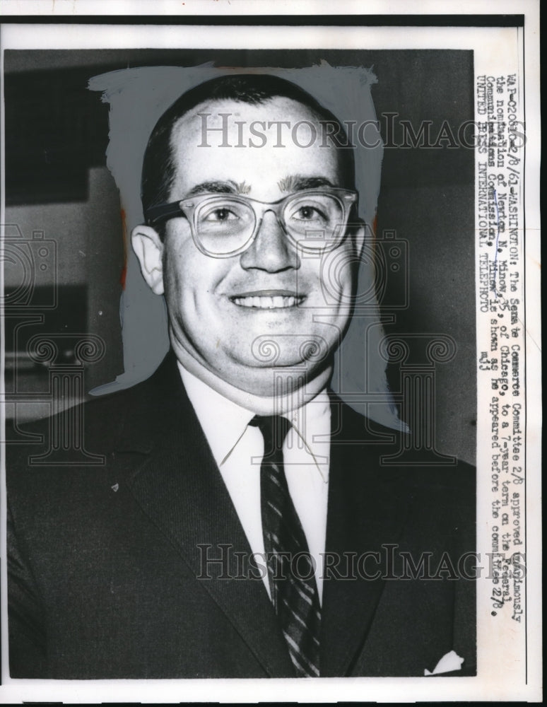 1961 Press Photo Senate commerce Committee Newton N. Minow appears before - Historic Images