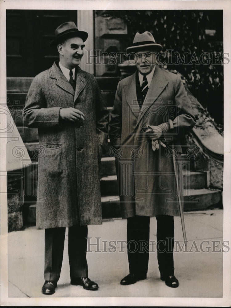 1936 Press Photo Bederick Schoelkope Jr. Bryon C. Taylor at Trustees Meeting I - Historic Images