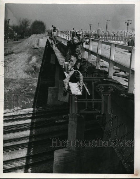 1954 Workman On Loraine County Bridge - Historic Images