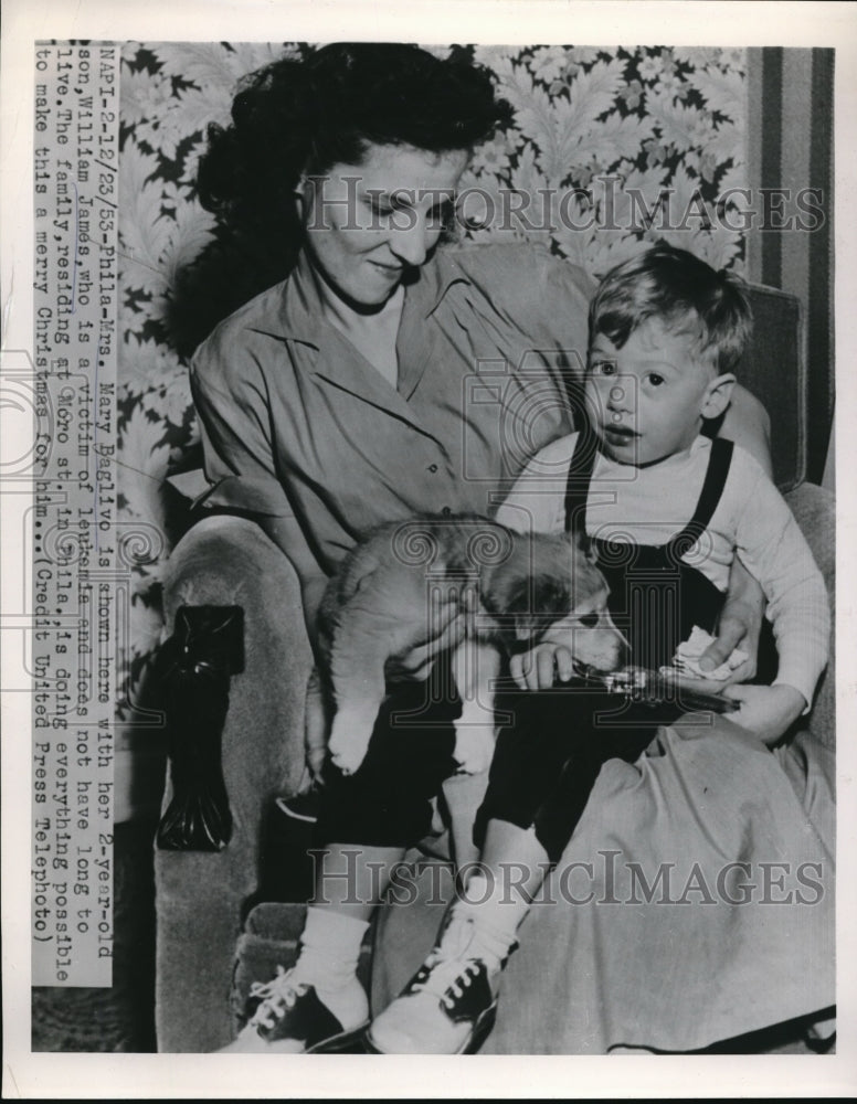 1954 Press Photo Mary Baglivo with Jason, William James Victim Of Lukemia - Historic Images