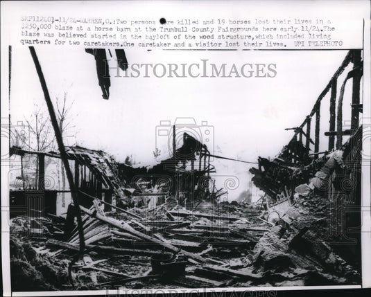 1960 Press Photo Warren Ohio Trumbull County Fairgrounds Fire - Historic Images