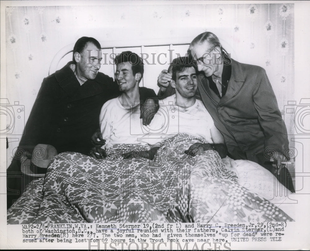 1953 Press Photo Kenneth Sterner &amp; Harry Breeden Reunite With Fathers - Historic Images