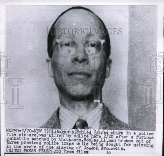 1955 Press Photo August Robles was killed by police after a gun battle. - Historic Images