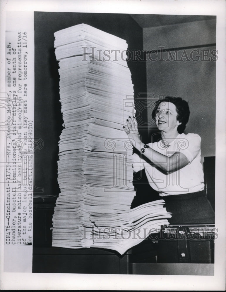 1950 Press Photo Annette Martin of A.B. Chandler Baseball Commissioner Staff - Historic Images