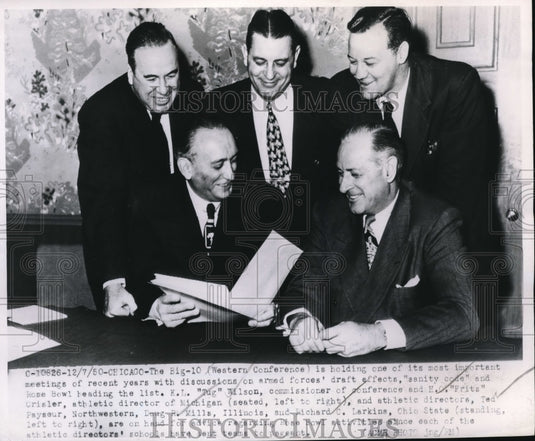 1950 Press Photo Big-10 during a discussion on armed forces' draft. - Historic Images