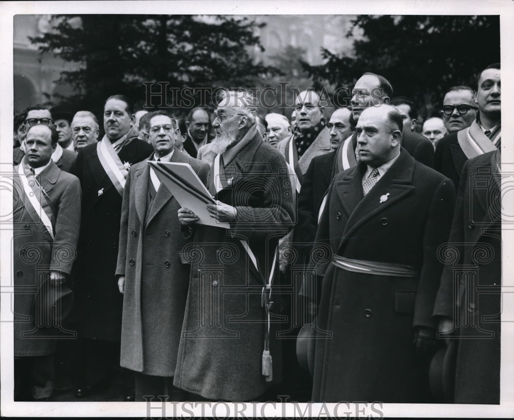 1953 Press Photo M. Tremintin reading a proclamation protest. - nec41951 - Historic Images