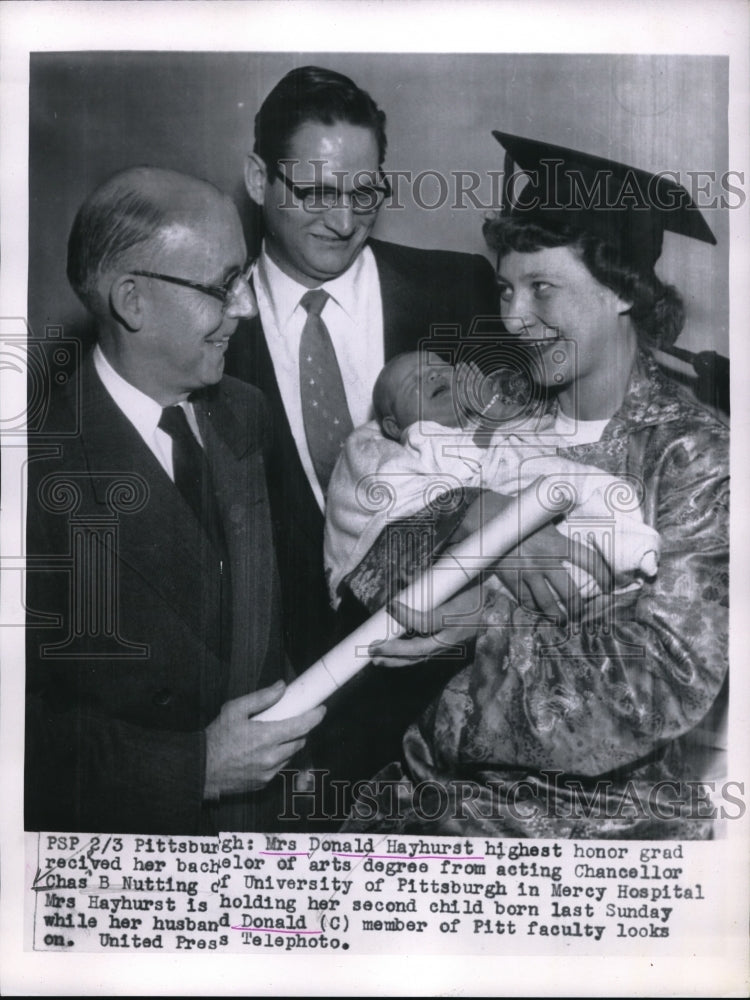 1956 Press Photo Mrs Donald Hayhurst Recieved Bachelor Of Arts Degree - Historic Images