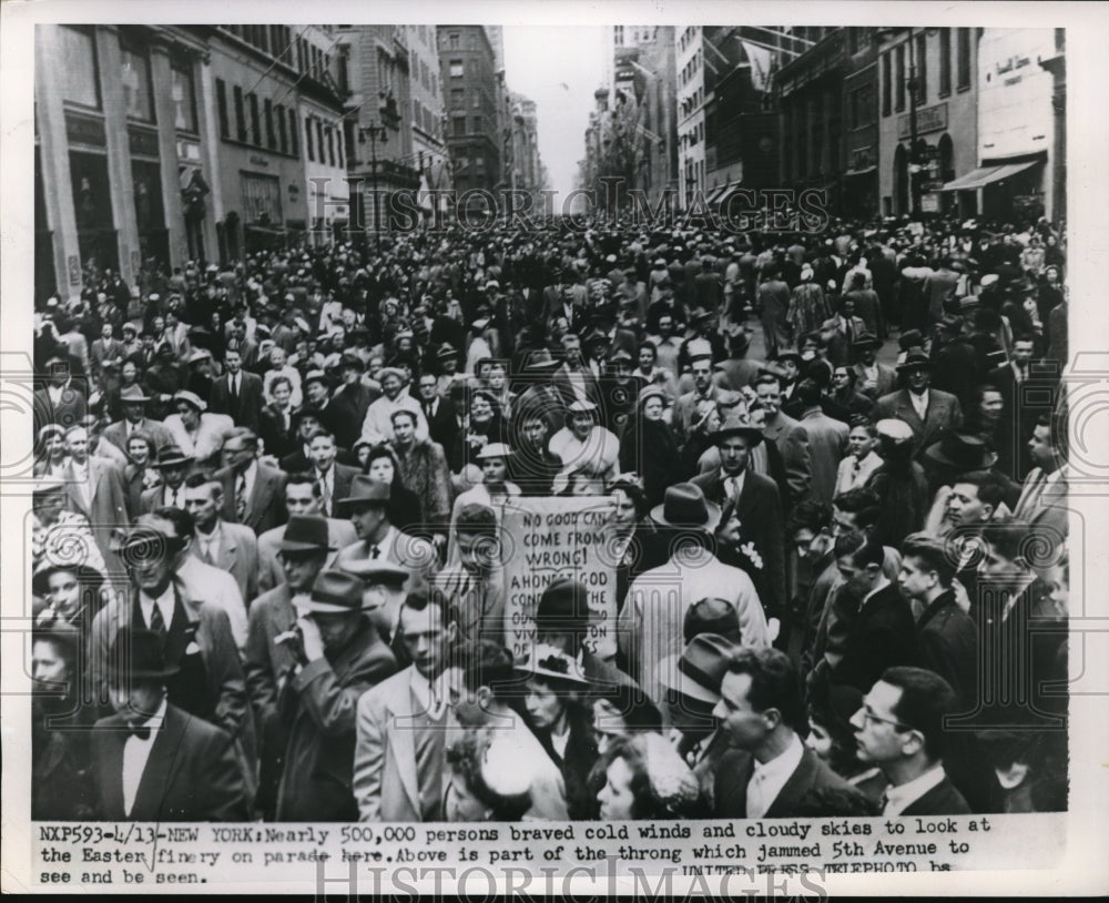 1952 Press Photo NYC, 5th Ave parade of protestors - Historic Images