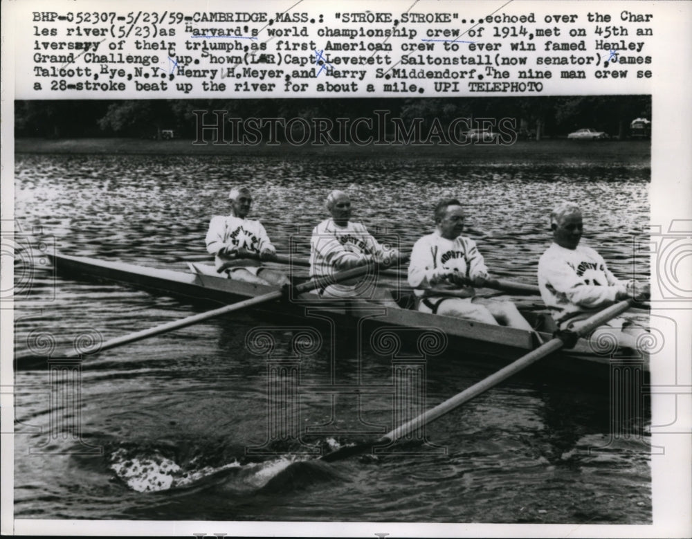 1959 Press Photo Harvard World Champion Rowing Crew - Historic Images