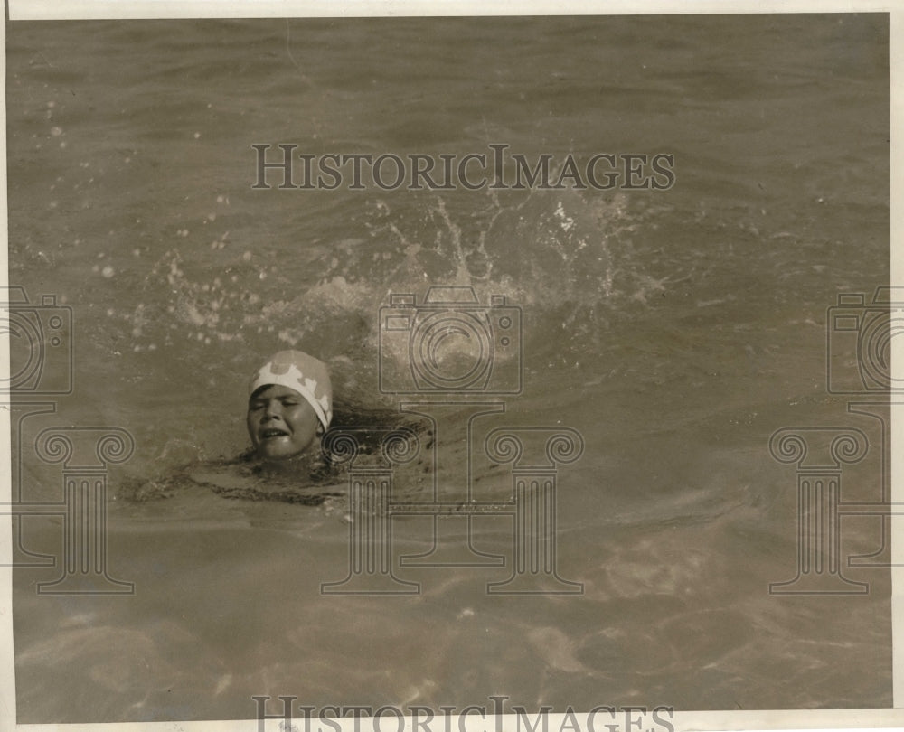 1930 Press Photo Edith Reed, Daughter, Charles Reed Swimming Palm Beach, Florida - Historic Images