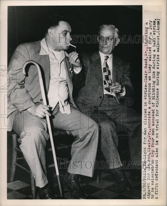 1949 Press Photo Clair Reed, Jr. Blinded During Taxi Strike - Historic Images