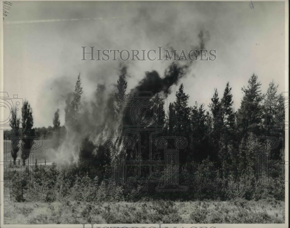 1936 Press Photo Tractor Plows Used for Fire Manistee National Forest Festival - Historic Images