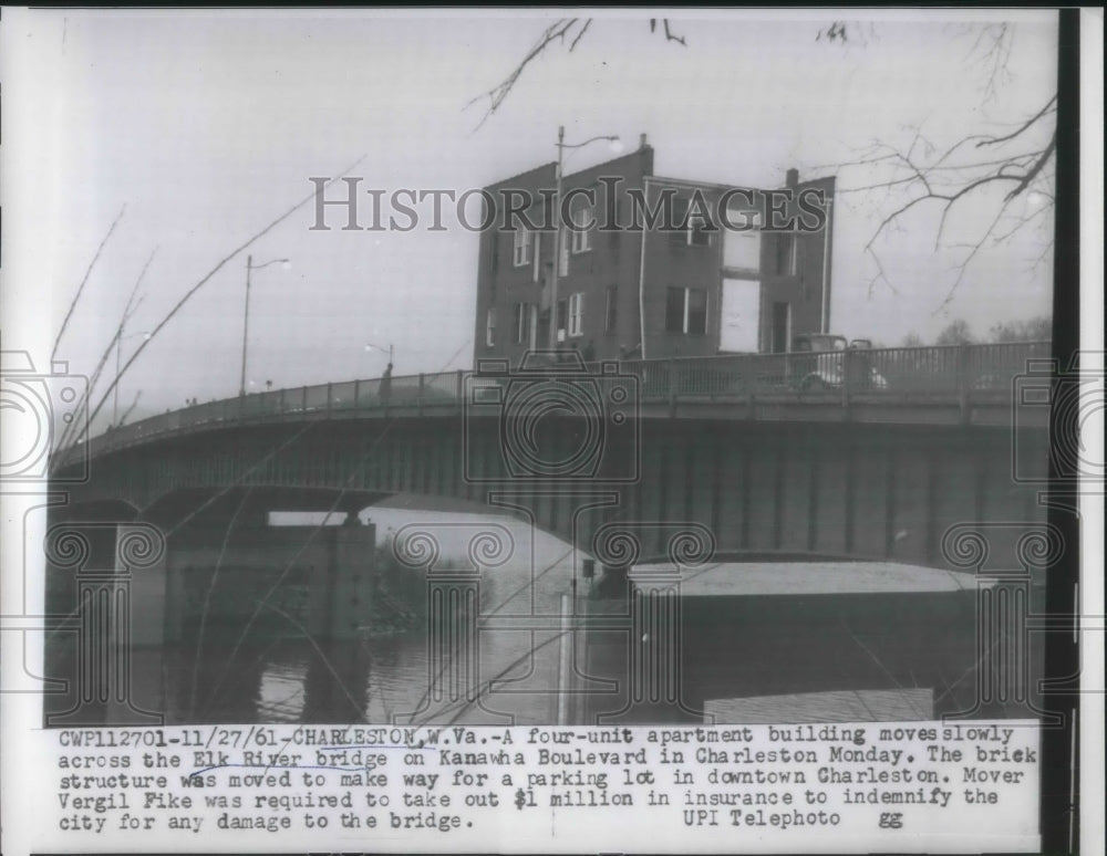 1961 Press Photo Charleston West Virginia Elk River Bridge - Historic Images