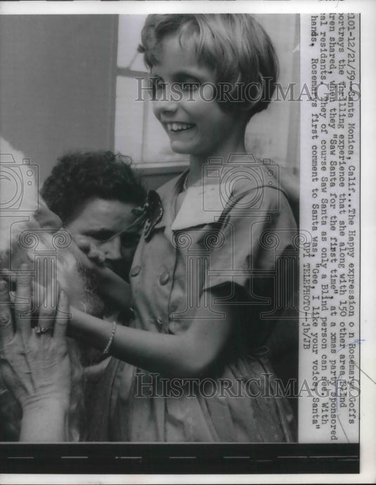 1959 Press Photo Rosemary Goffs who is blind Saw Santa for the first time - Historic Images