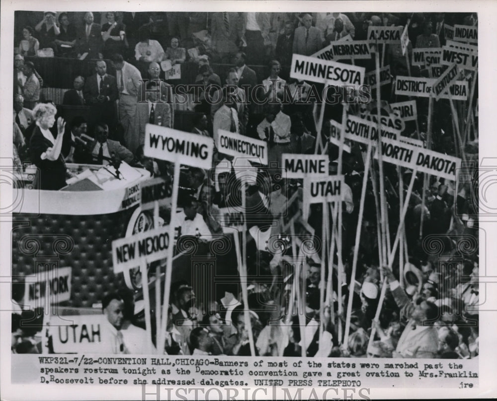 1952 Press Photo Great ovation for Mrs. Franklin Roosevelt at Dem. Convention - Historic Images