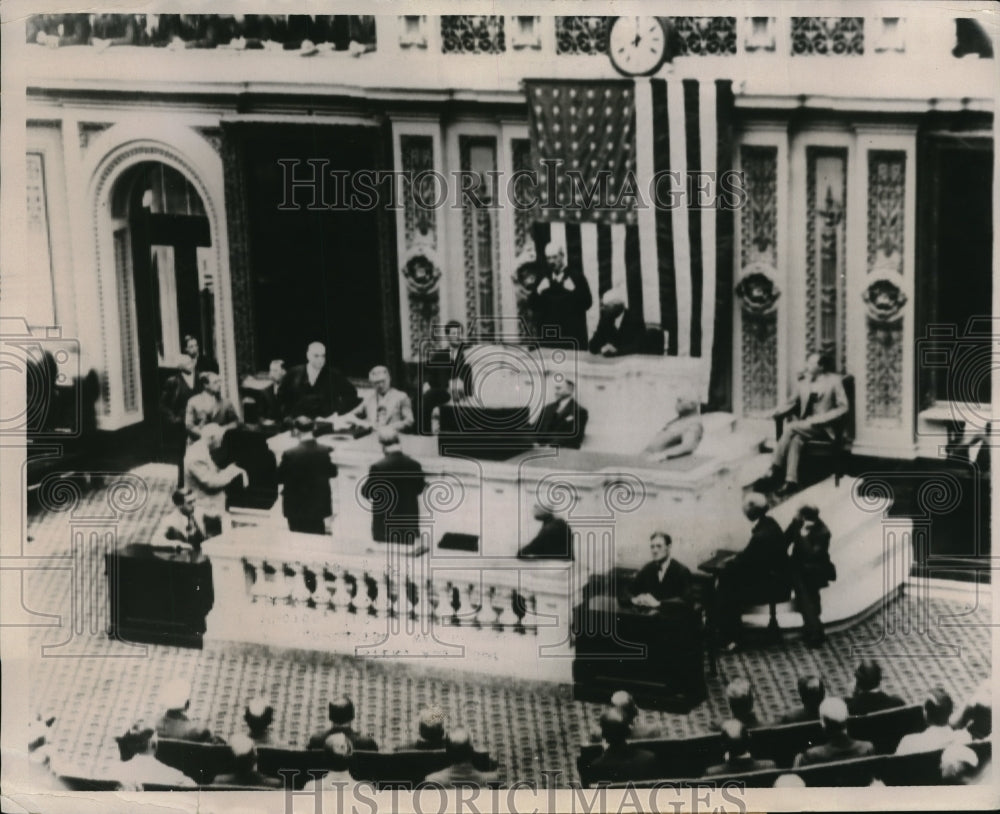 1929 Press Photo Ramsey McDonald addressing the US Senate in Washington DC - Historic Images