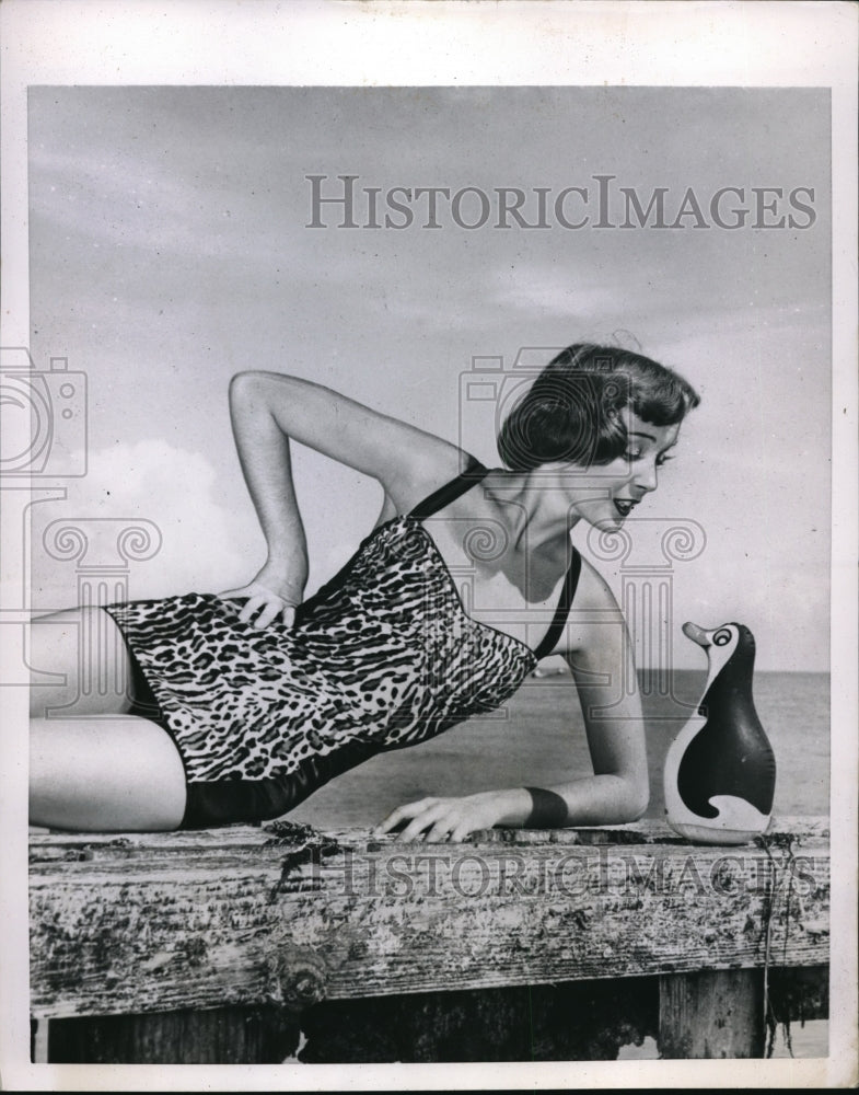 1951 Woman modeled a Rayon Bathing Suit.-Historic Images