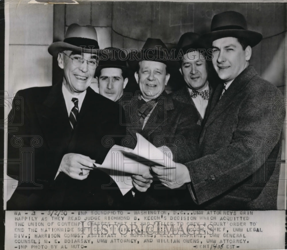 1950 Press Photo D.C. H Combs,W Hopkins,UMW ,ME BOiarsky,W Owens - Historic Images