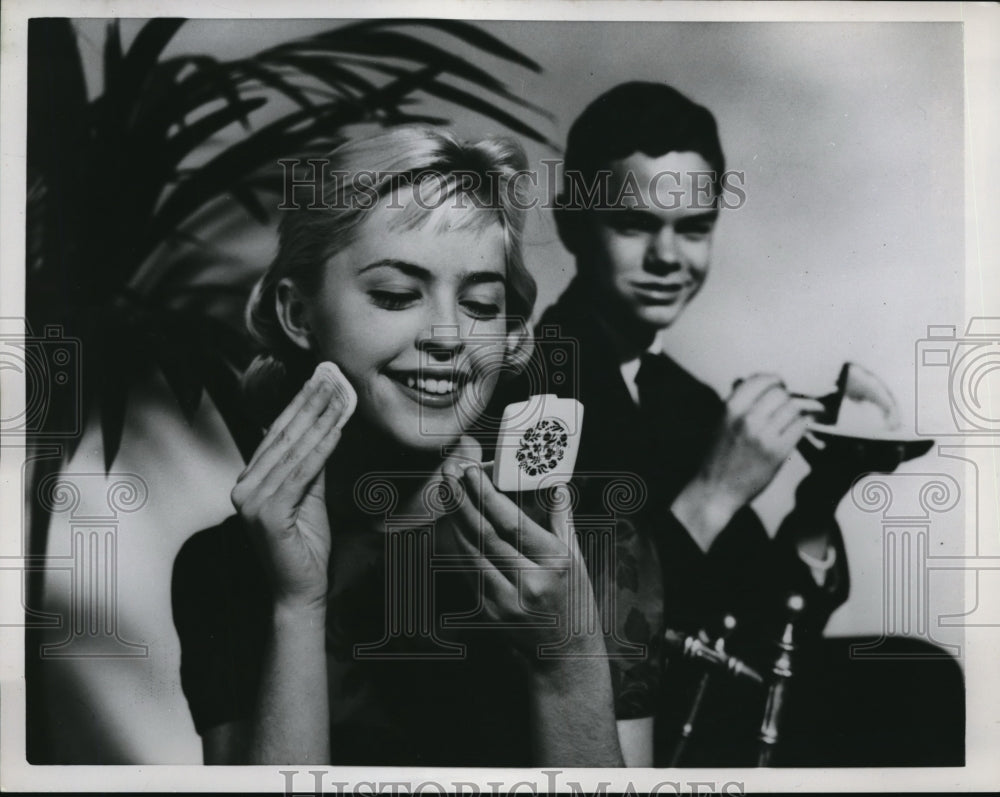 1957 White Teen Beyonce Puts On Makeup At School Dance-Historic Images