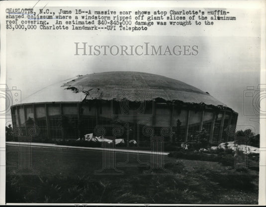 1958 Press Photo Destroyed Charlotte Coliseum Damaged After Windstorm - Historic Images