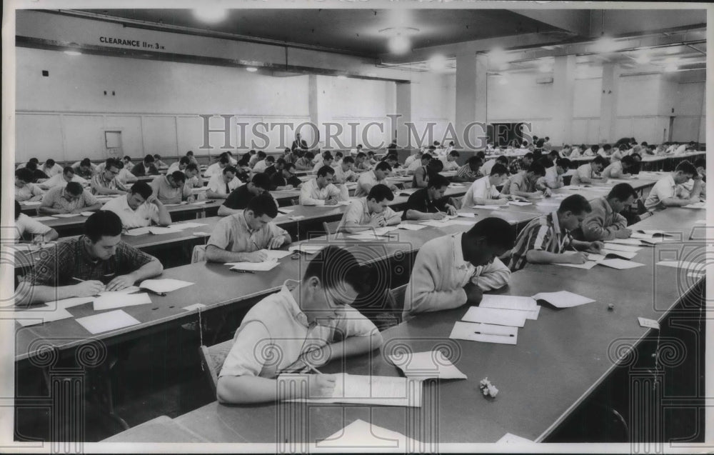 1965 Press Photo People Taking Police and Fireman Exam - Historic Images