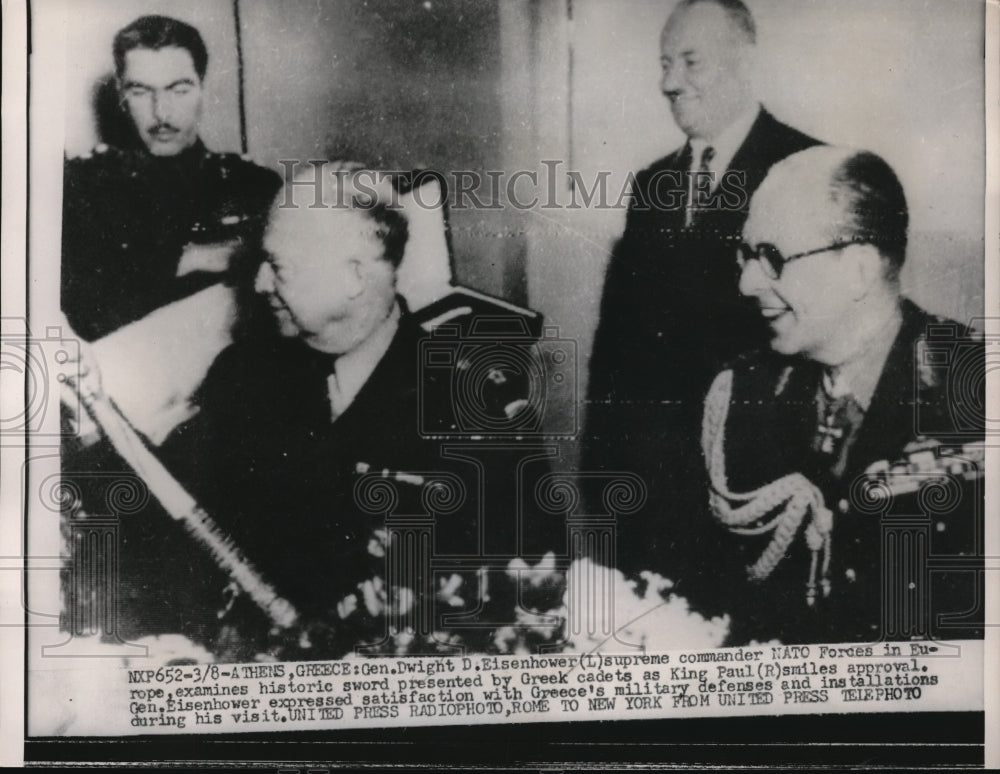 1952 Press Photo Eisenhower Commander Of NATO Forces With Greek King Paul - Historic Images