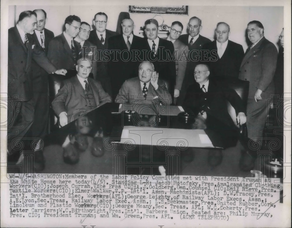 1951 Press Photo Labor Policy Committee Meeting with President Truman - Historic Images