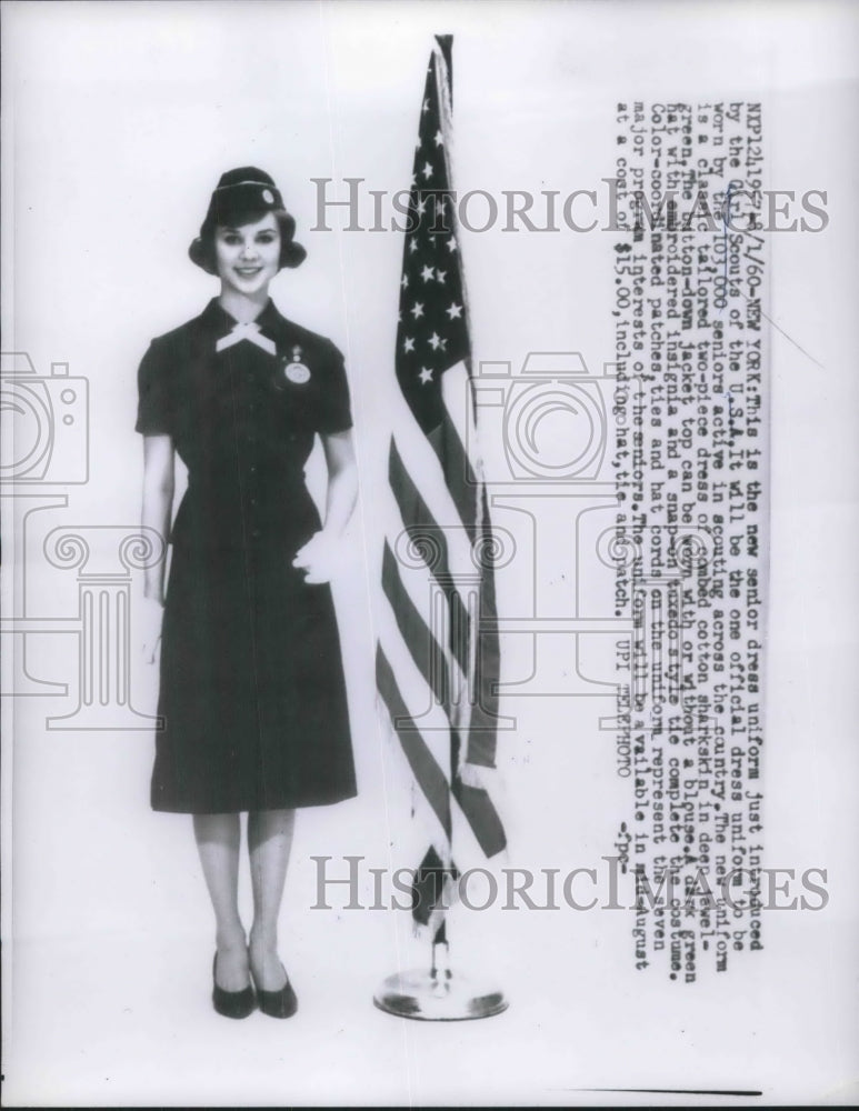 1960 Press Photo New Senior Dress Uniform introduced by the Girl Scouts of USA - Historic Images