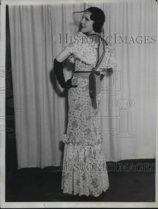 1934 Press Photo Jolieta McCready wearing a cocktail dress - nec50294 - Historic Images