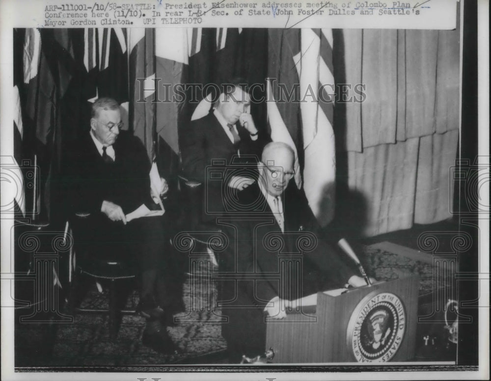 1958 Press Photo President Eisenhower Colombo Plan Conference - Historic Images