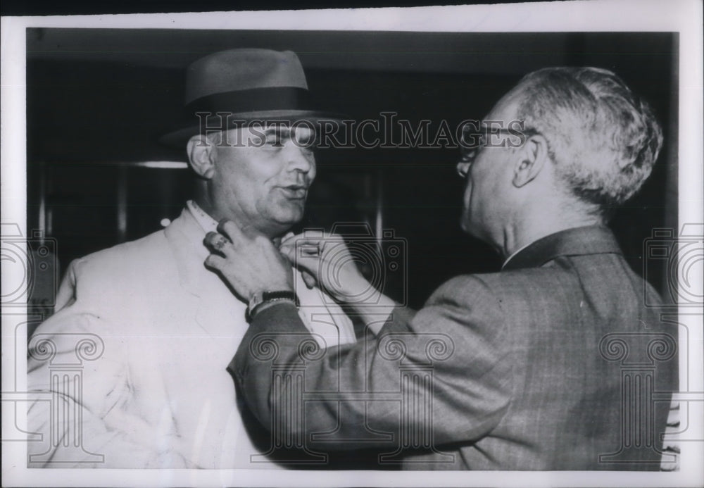 1955 Press Photo Russian Farm Delegate Petr Svechnikov At US Department Store- Historic Images