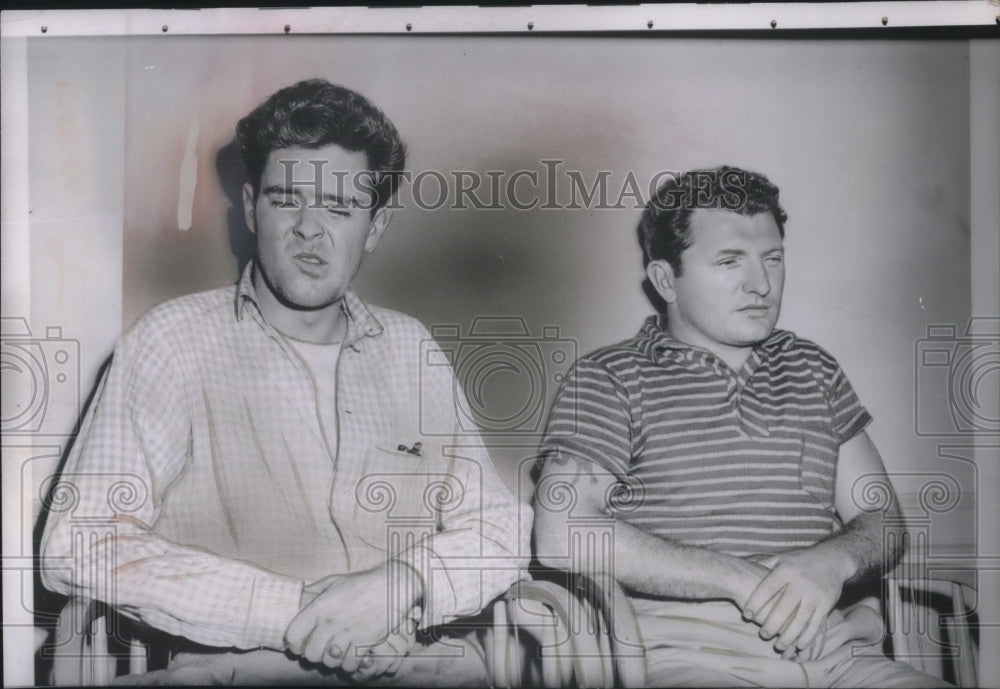 1956 Press Photo Men arrested as Perpetrators of a Cruel Hox on Parents at N.Y. - Historic Images