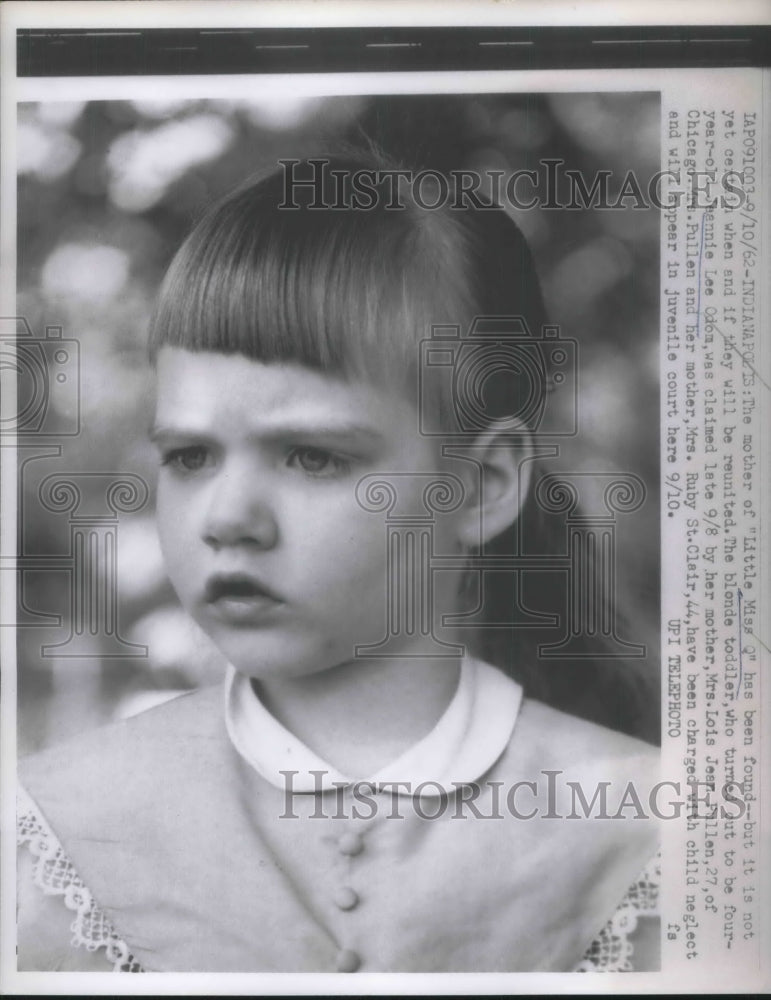 1962 Press Photo Lanie Lee Odom claimed late by her mother Mrs.Pullen of Chicago - Historic Images